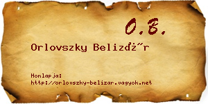 Orlovszky Belizár névjegykártya